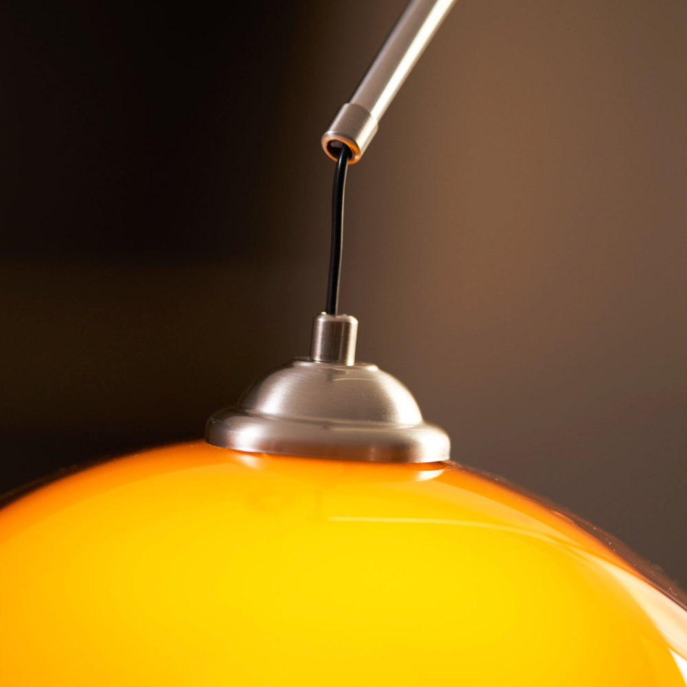 Arc Floor Lamp with Cantilevered Metal Overhanging Arm and Acrylic Dome Shade