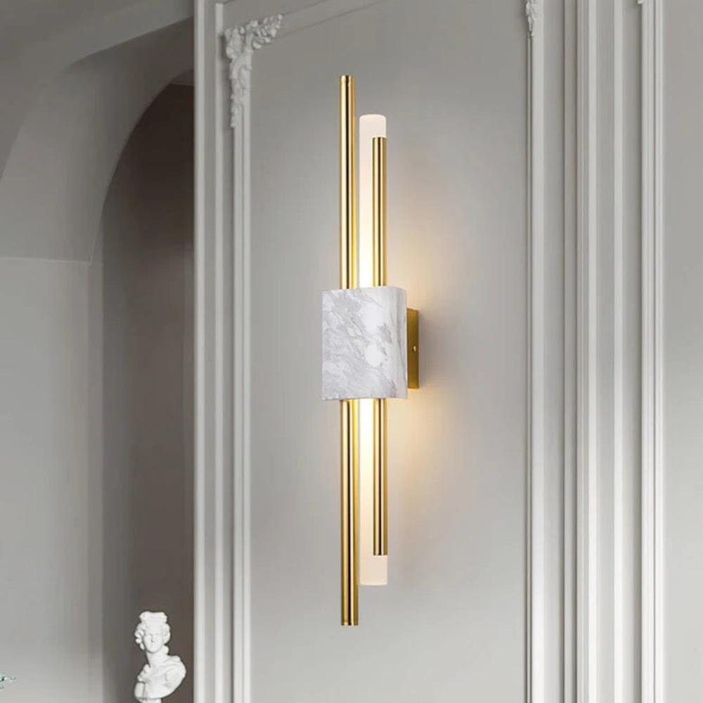 Art Deco Vertical Wall Sconce with Parallel Rods - Modern Style