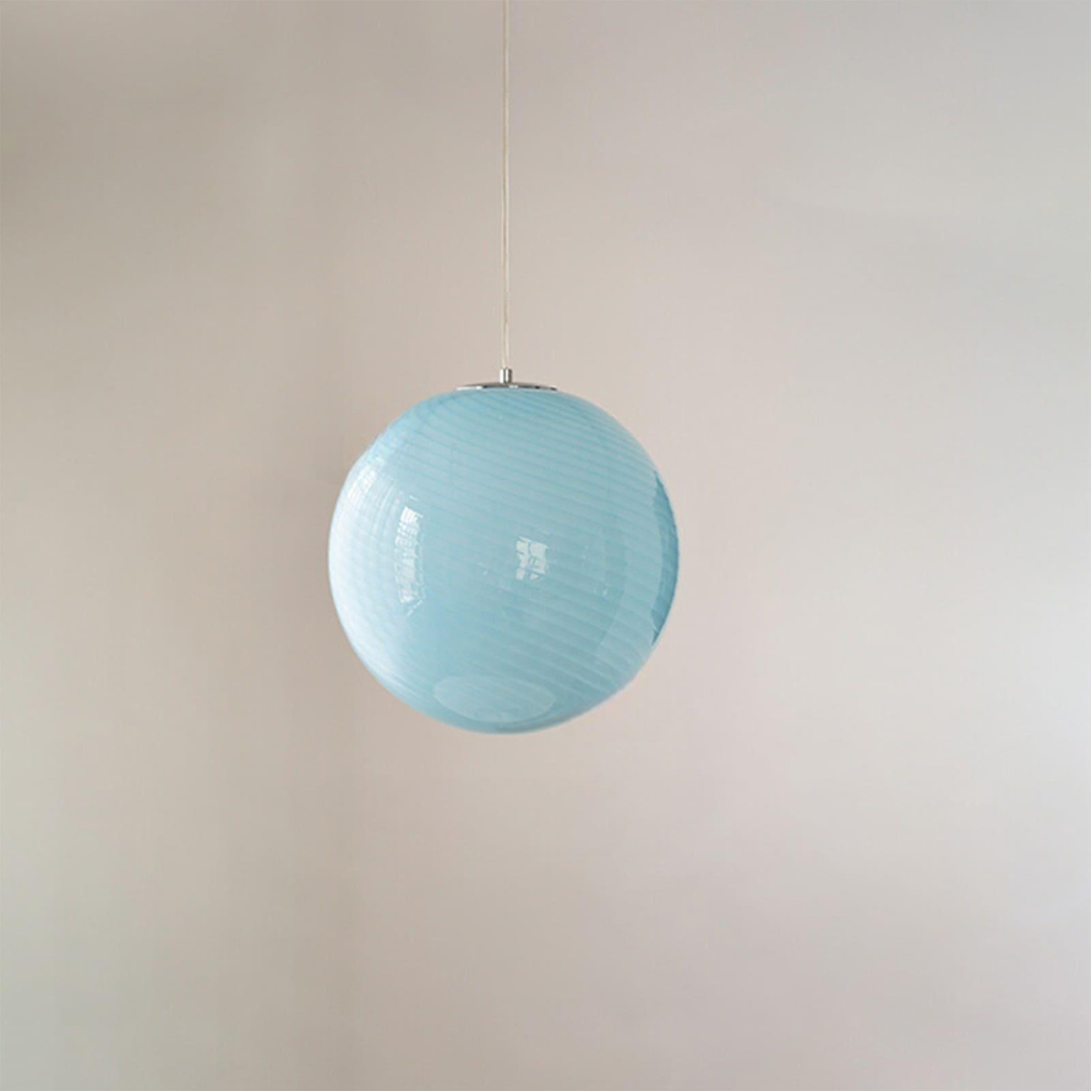 Colored Glass Globe Hanging Lamp with Swirled Pattern Modern Style