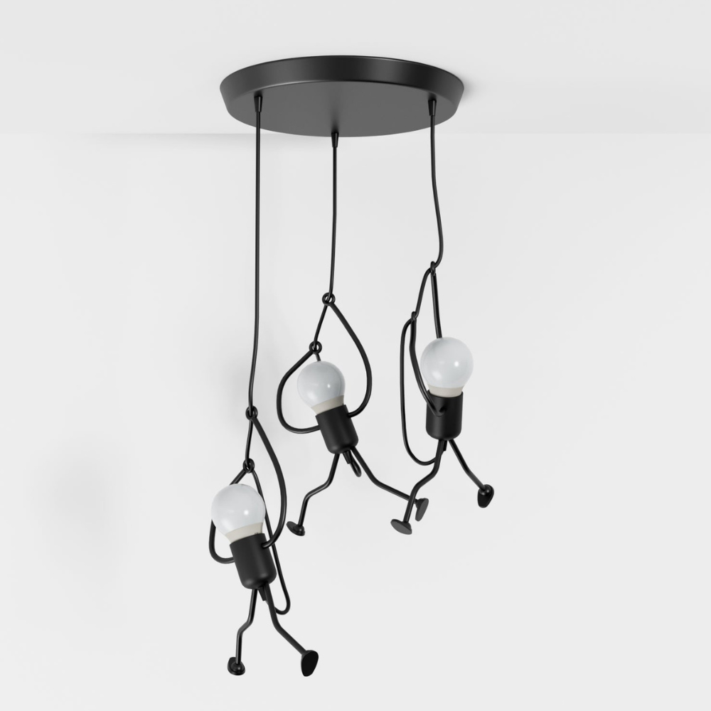 Pendelleuchte mit Eisenfigur-Rahmen – Modern Mid Century Industrial