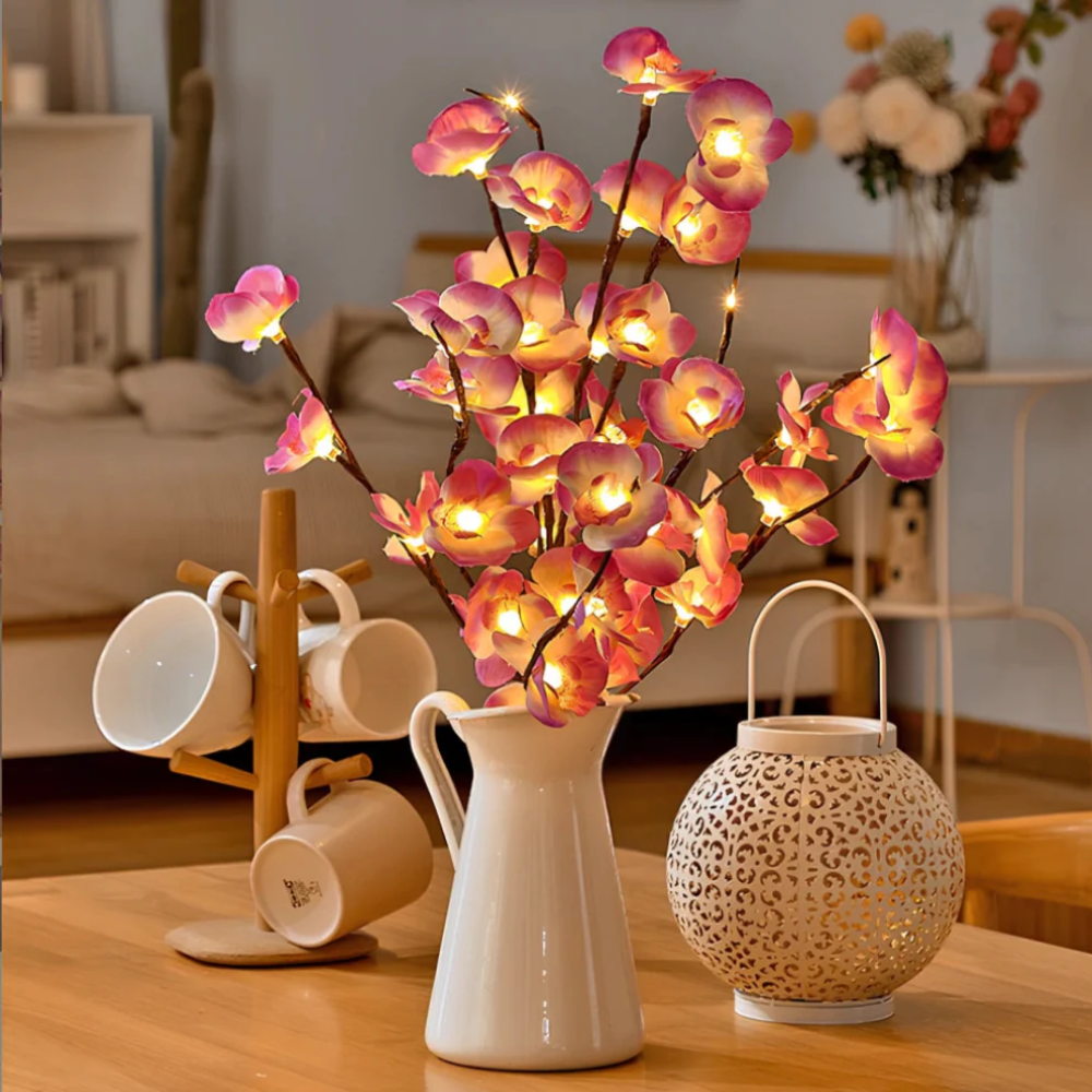 Lampe à branche florale LED bohème - Décoration de saule et branches alimentée par batterie