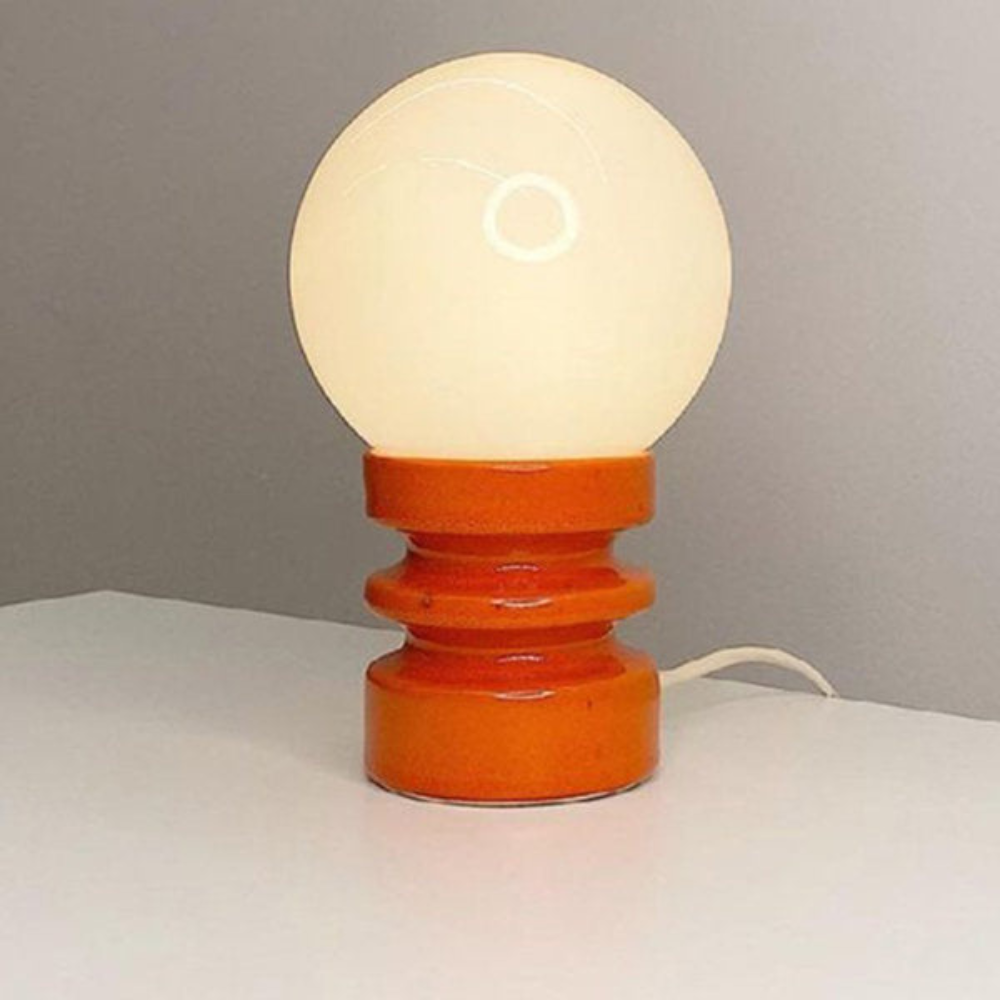 Table Lamp with Frosted Glass Globe Shade - Modern Mid Century Retro