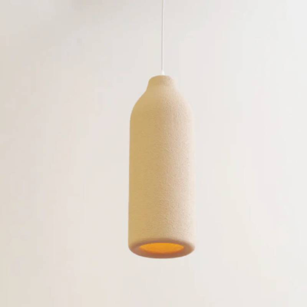 Pendant Light Fixture with Textured Stone Finish - Wabi Sabi Japandi