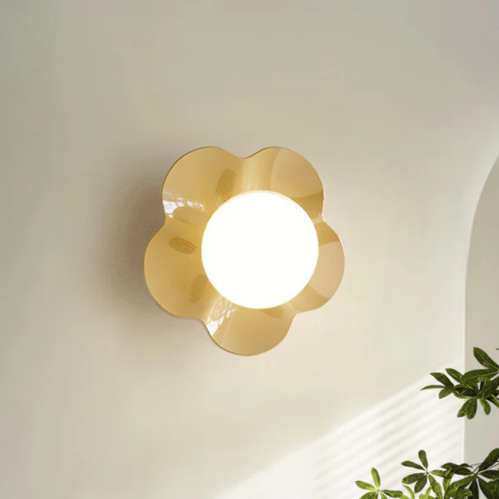 Wall Sconce with Flower Petal Metal Base - Modern Danish Pastel