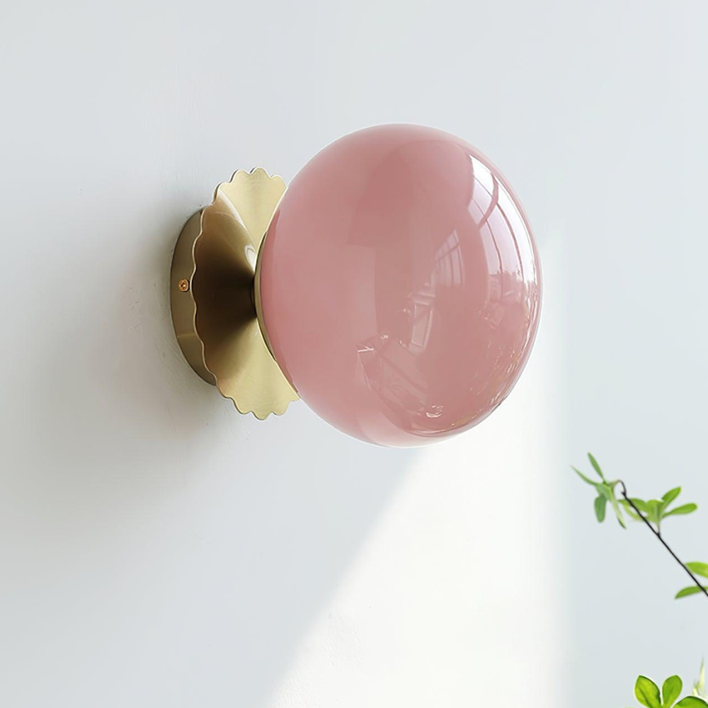 Frosted Sphere Wall Light with Metallic Base - Modern Vintage Design