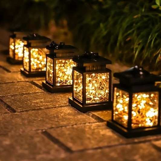 Solarbetriebene dekorative Gartenlaternen – Außenbeleuchtung für Wege im Garten
