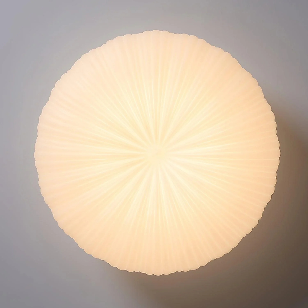Flush Mount Ceiling Light with Pleated Shade - Modern Scandinavian LED