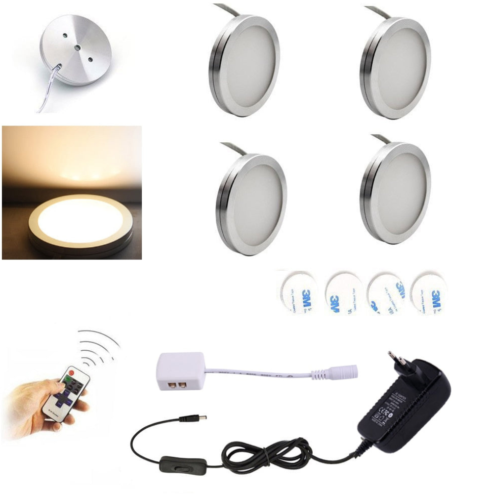 LED-Pucklichter mit kabelloser Fernbedienung und Dimmer – 120 Grad breiter Lichtstrahl