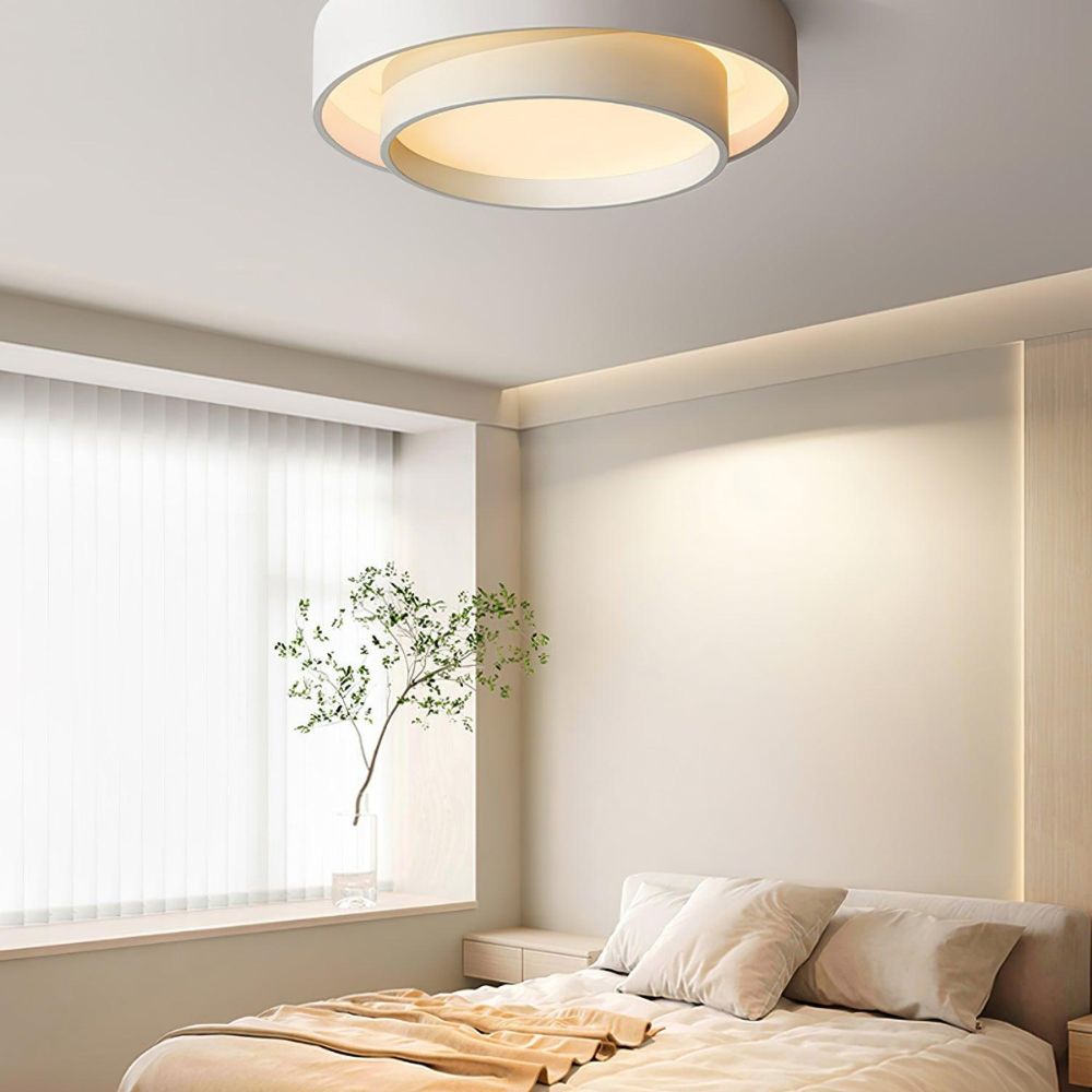 Concentric Ring Ceiling Light with Tiered Shade - Modern Flush Mount