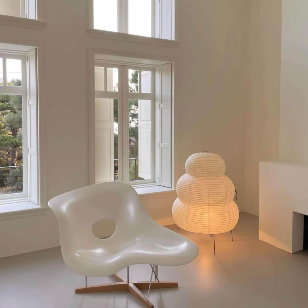 Japanische Reispapier-Tischlampe mit vier Beinen – Wabi Sabi gestufte Laterne