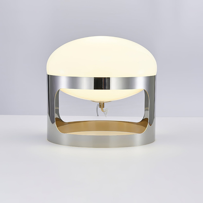 Glass Orb Table Lamp with Chrome Metal Base - Mid Century Modern