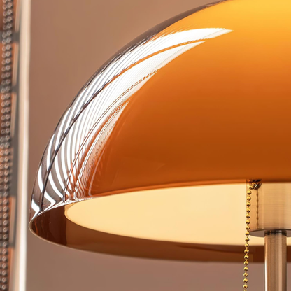 Torchiere Floor Lamp with Bi-Material Metal and Wood Stem with Acrylic Dome Shade