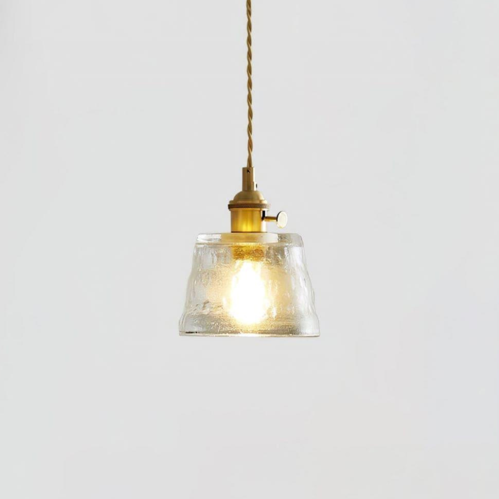 Hammered Glass Pendant Light with Brass Hardware - Nordic Modern Style