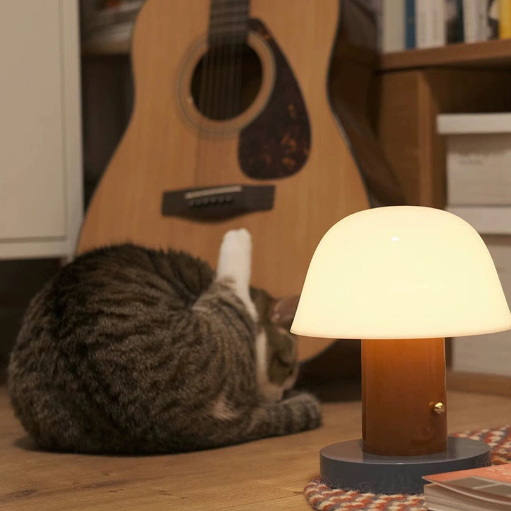 LED Table Lamp with USB Port and Touch Dimmer - Mid Century Danish Style