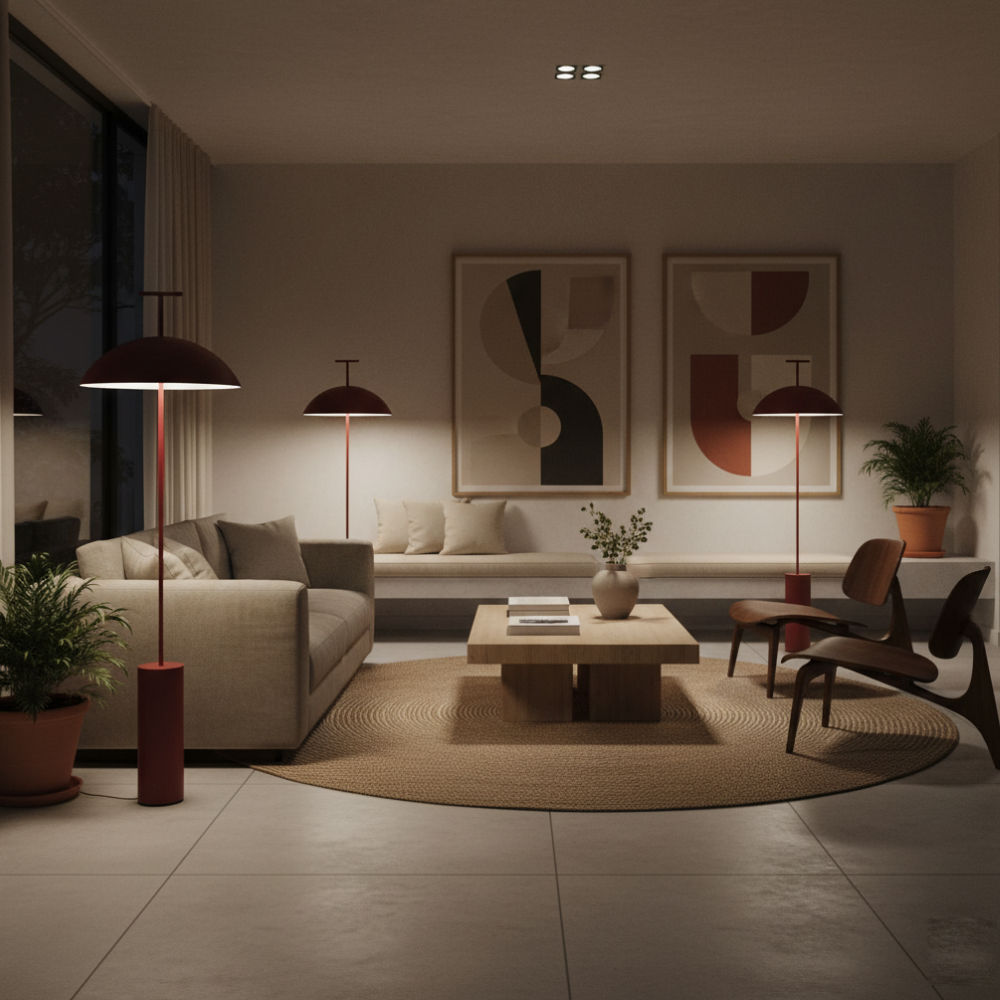 Modern Floor Lamp for Living Room Sofa and Bedroom Corner - Geometric Design