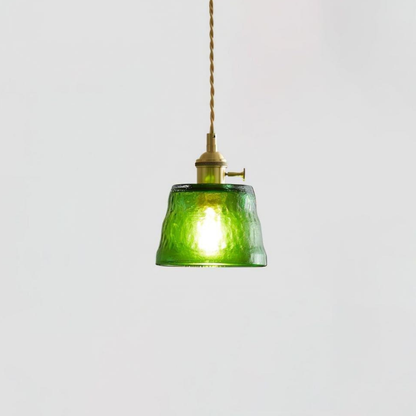 Hammered Glass Pendant Light with Brass Hardware - Nordic Modern Style