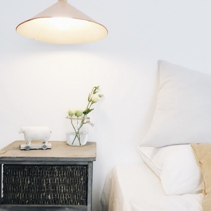 Modern Calf Leather Cone Pendant Light - Hand-Stitched Artisanal Hanging Lamp