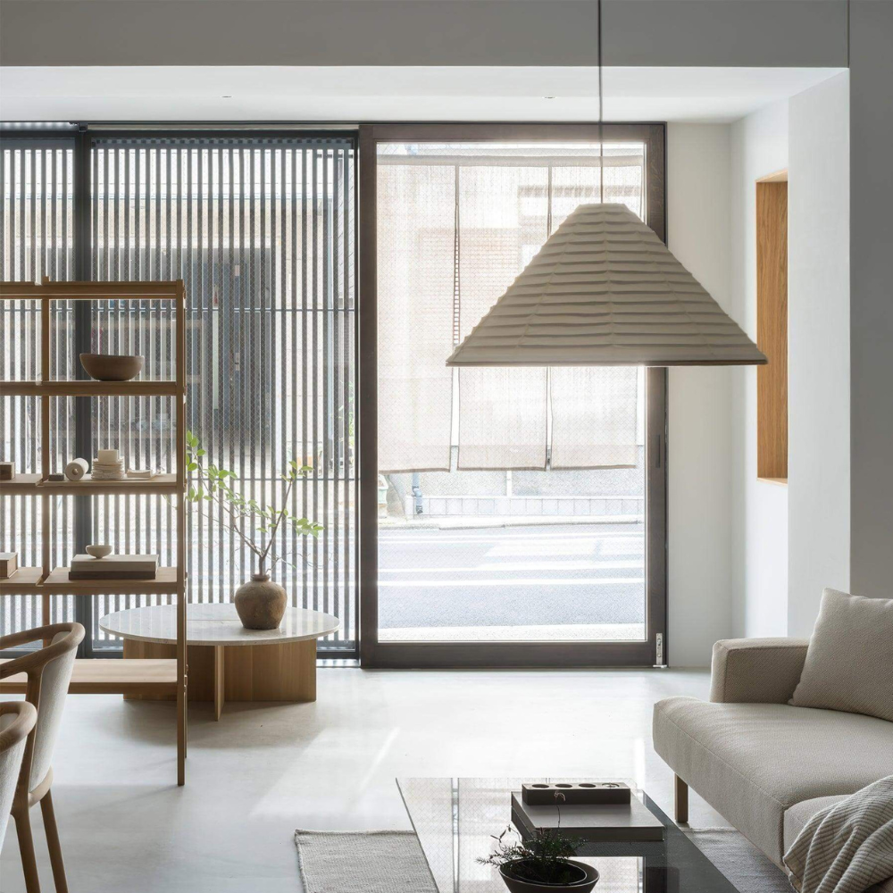 Japanese Washi Paper Pyramid Pendant Light - Japandi Style Decor