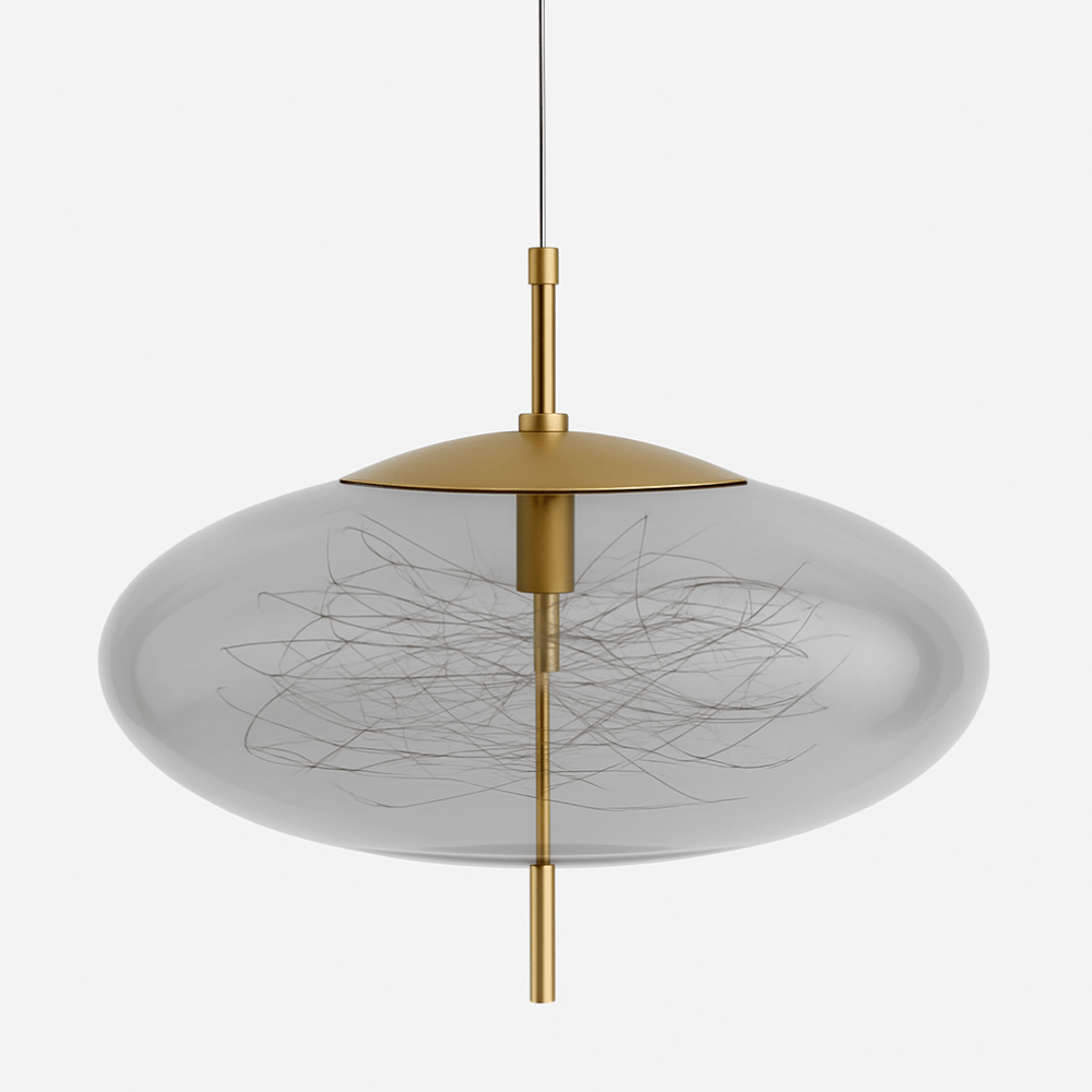 Glass Pendant Light with Smoky Shade and Starlights - Modern Style