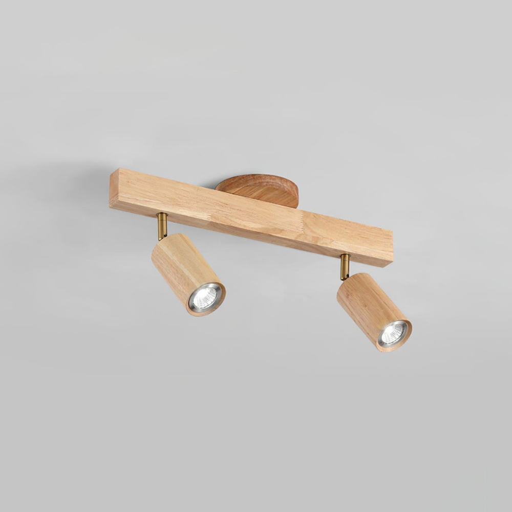 Adjustable Wood Spotlight Fixture - Mid Century Track Lighting