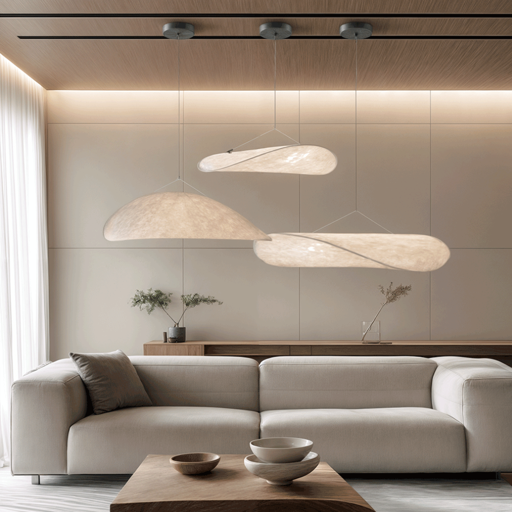 Wavy Silk-Like Pendant Light with Organic Sail Shape - Modern Scandinavian