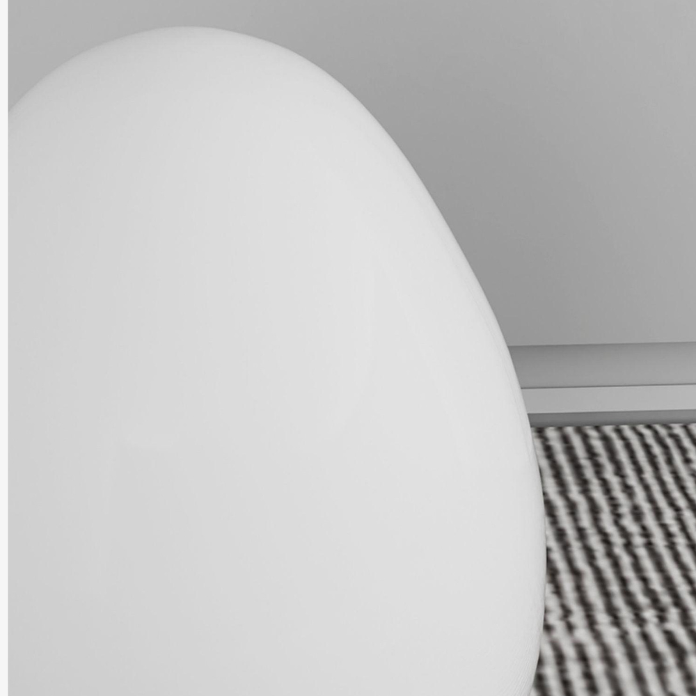 LED Floor Lamp with Sculptural Oval Egg Profile and Molded Plastic Shell