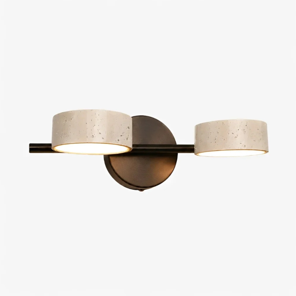 Appliques LED pour coiffeuse avec têtes rotatives et pierre de travertin - Architecturales