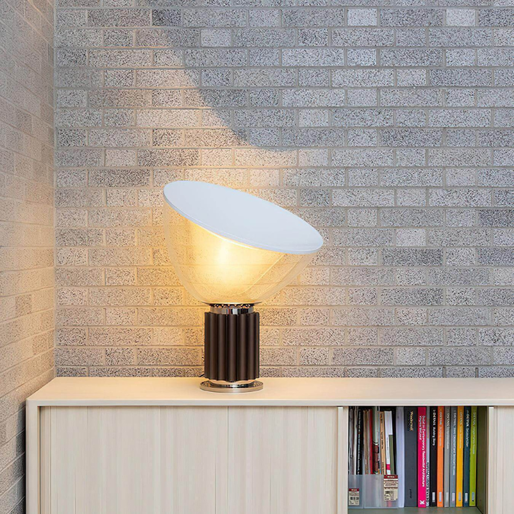 Glass Bowl Table Lamp with Aluminum Reflector - Mid Century Art Deco