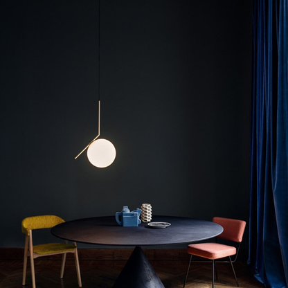 Frosted Glass Orb Hanging Lamp with Minimalist Frame - Multiple Shapes