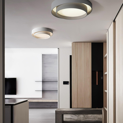 Concentric Ring Ceiling Light with Tiered Shade - Modern Flush Mount