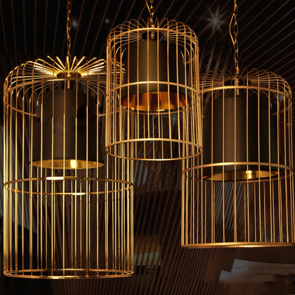 Modern Gold Birdcage Pendant Light - Art Deco Tiered Metal Pendant Lights