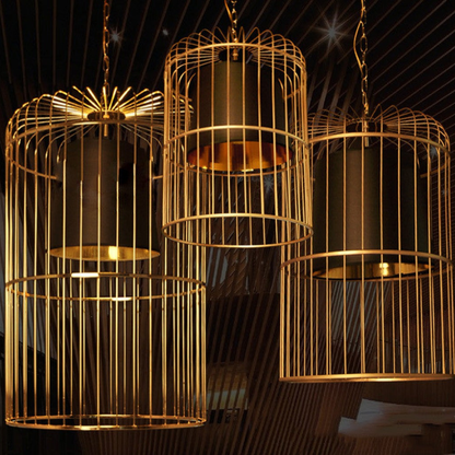 Modern Gold Birdcage Pendant Light - Art Deco Tiered Metal Pendant Lights