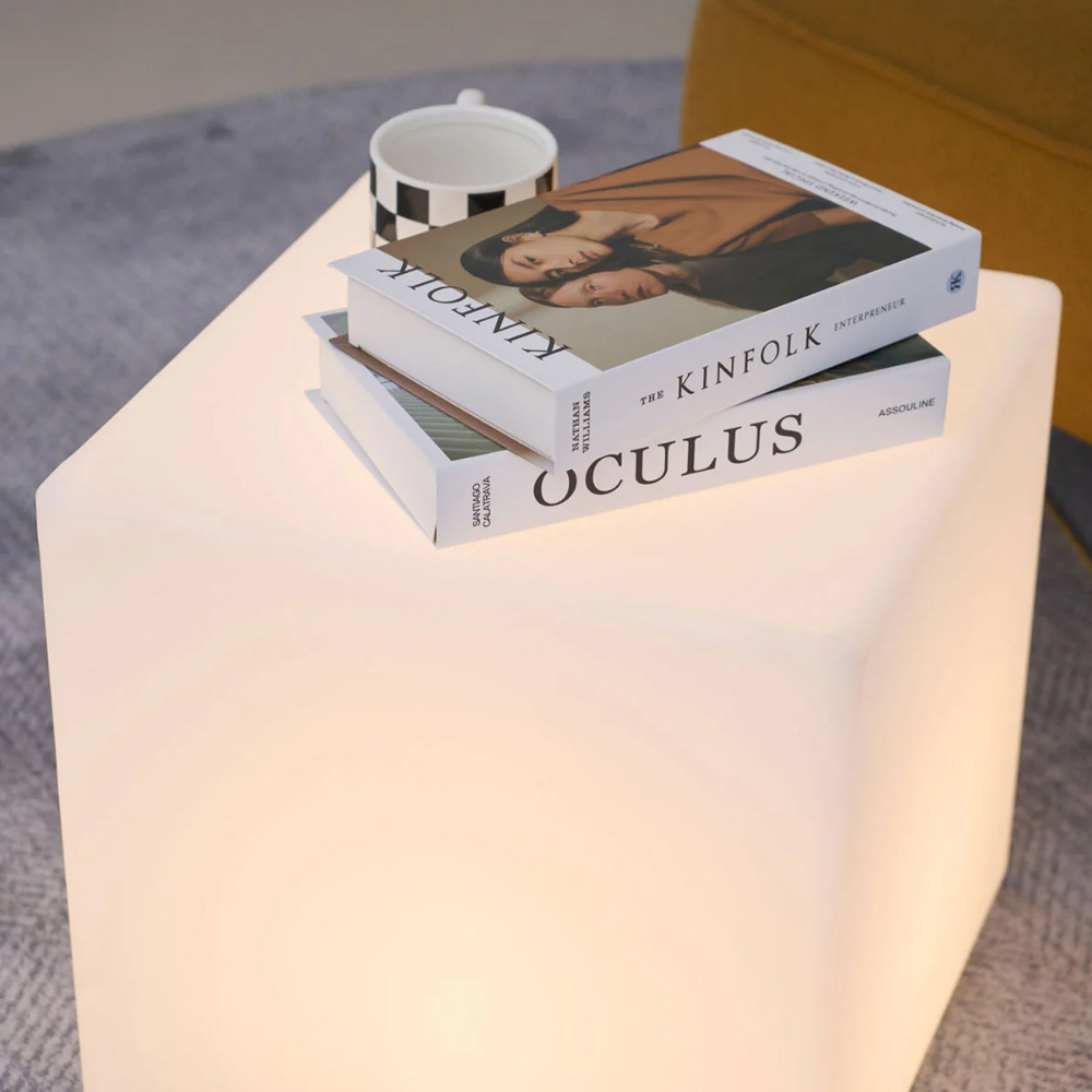 LED Cube Side Table and Glowing Accent Light - Modern Geometric