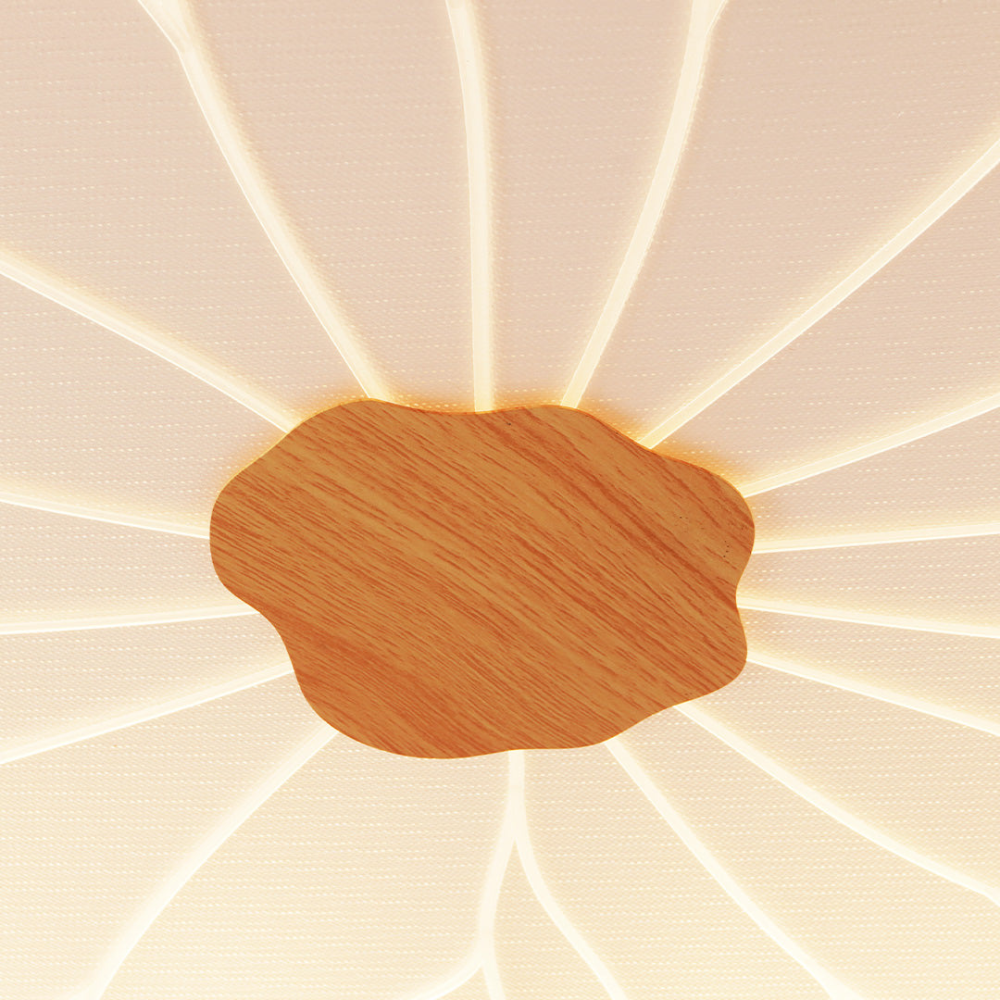 Flush Mount Ceiling Light with Wood Tone - Minimalist Japandi Botanical