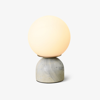 Mid-Century Modern Marble Table Lamp - Round Glass Globe Bedside Light