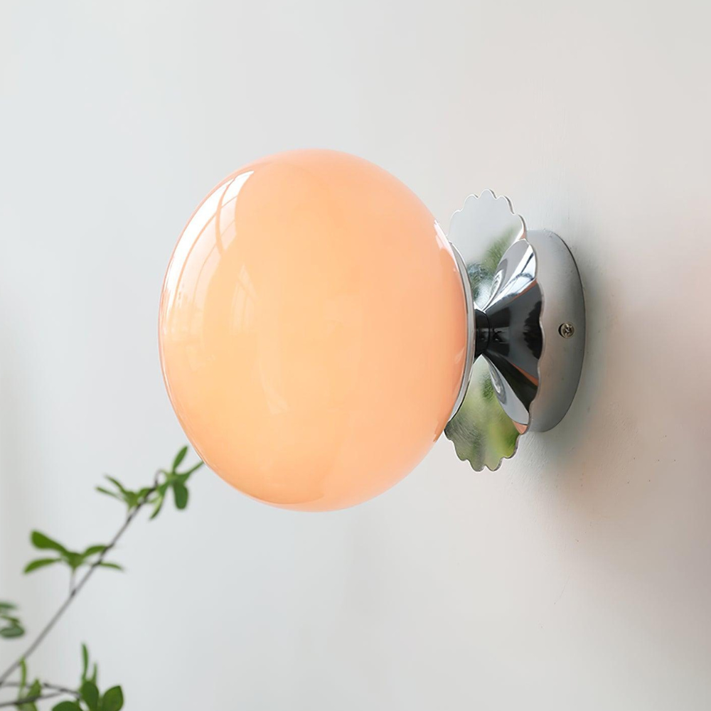 Frosted Sphere Wall Light with Metallic Base - Modern Vintage Design