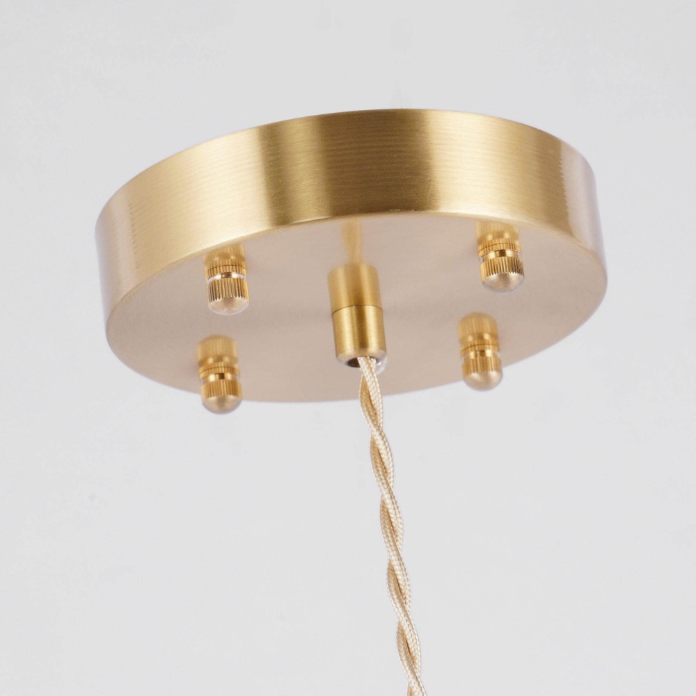 Lampe suspendue en verre floral avec ferrures en laiton - Art vintage moderne