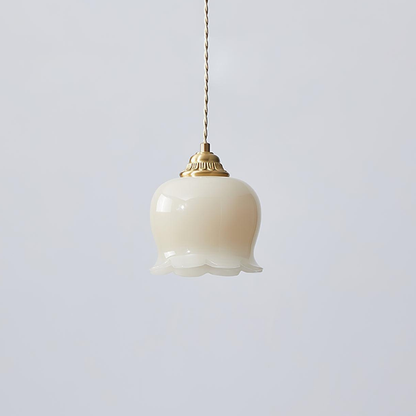 Floral Resin Hanging Lamp with Brass Hardware - Vintage Inspired