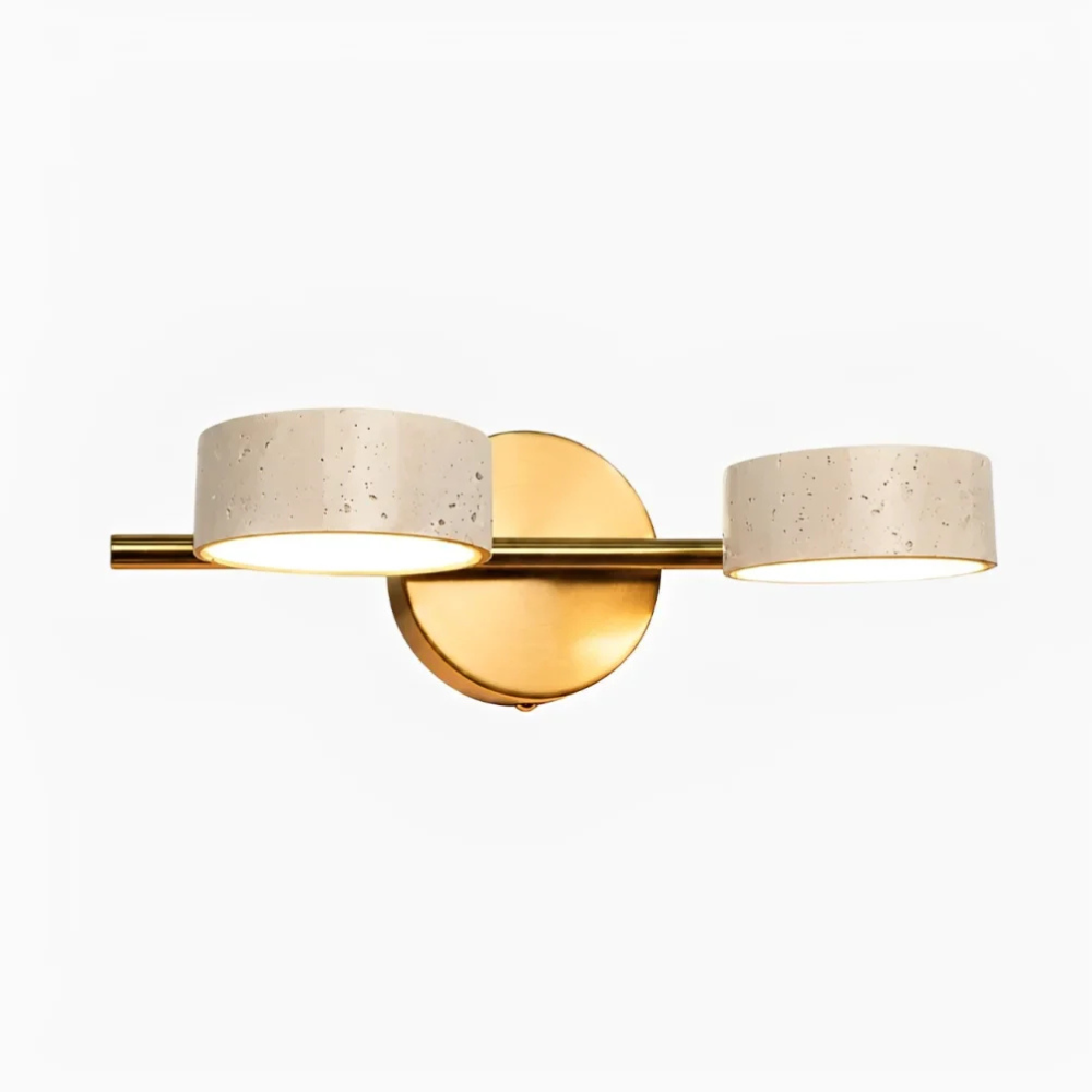Appliques LED pour coiffeuse avec têtes rotatives et pierre de travertin - Architecturales