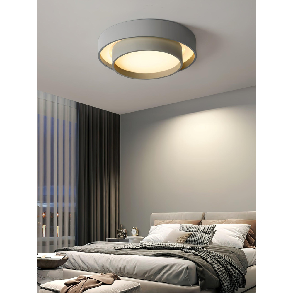 Concentric Ring Ceiling Light with Tiered Shade - Modern Flush Mount