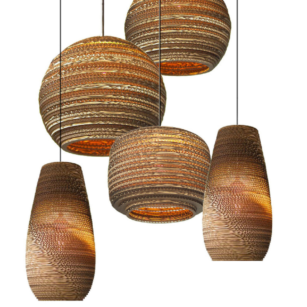Suspension en papier ondulé moderne - Suspensions en nid d'abeille superposées
