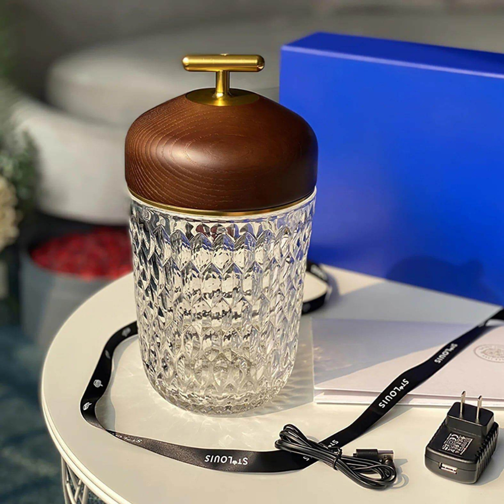 Rechargeable Glass Accent Light with Crystal Body - Modern Decorative