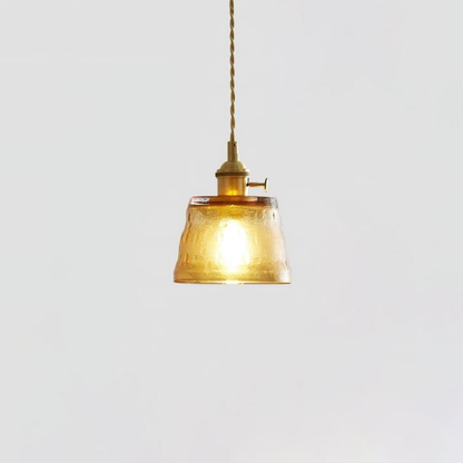 Hammered Glass Pendant Light with Brass Hardware - Nordic Modern Style