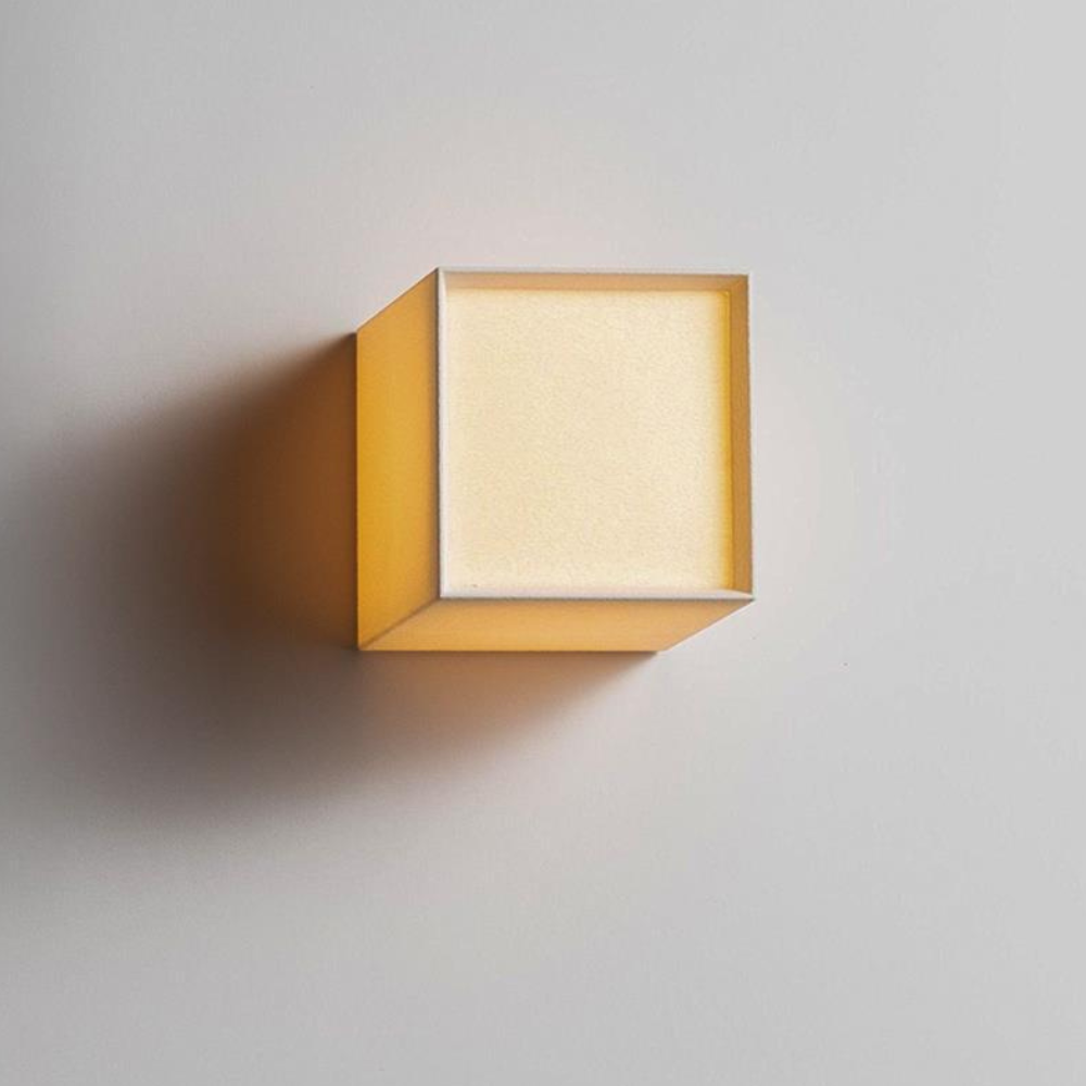 LED Cube Wall Sconce with Fabric Shade - Modern Japandi Style White