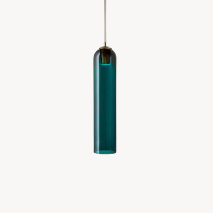 Cylinder Glass Pendant Light with Metal Downrod - Modern Art Deco