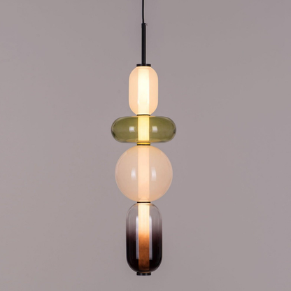 Stacked Glass Pendant Light with Geometric Tiers - Art Deco Style