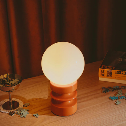 Table Lamp with Frosted Glass Globe Shade - Modern Mid Century Retro