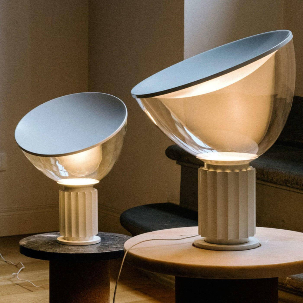 Glass Bowl Table Lamp with Aluminum Reflector - Mid Century Art Deco