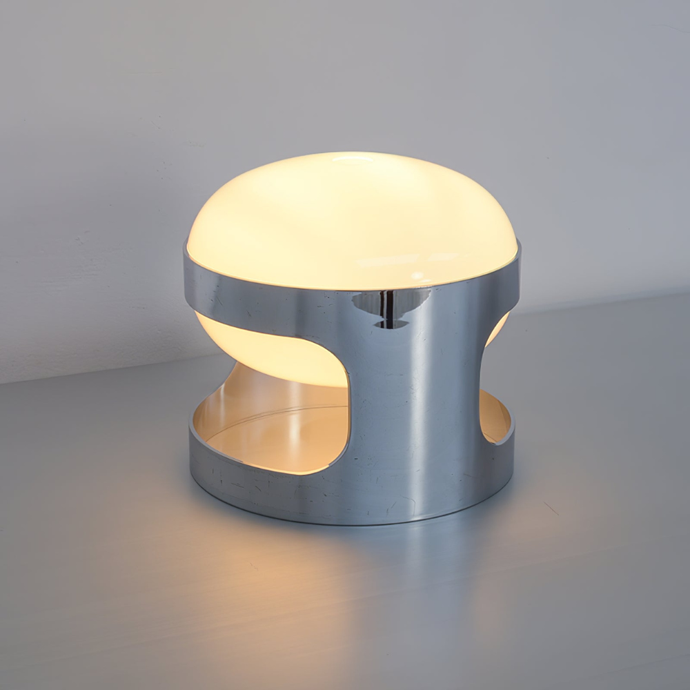 Glass Orb Table Lamp with Chrome Metal Base - Mid Century Modern