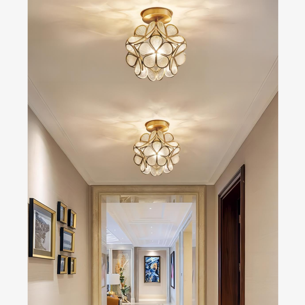 Floral Flush Mount Ceiling Light - Petal Design Acrylic Globe